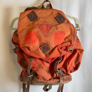 Vintage Alpine Designs Sport Backpack Boulder CO Red Leather Bottom Hiking USA